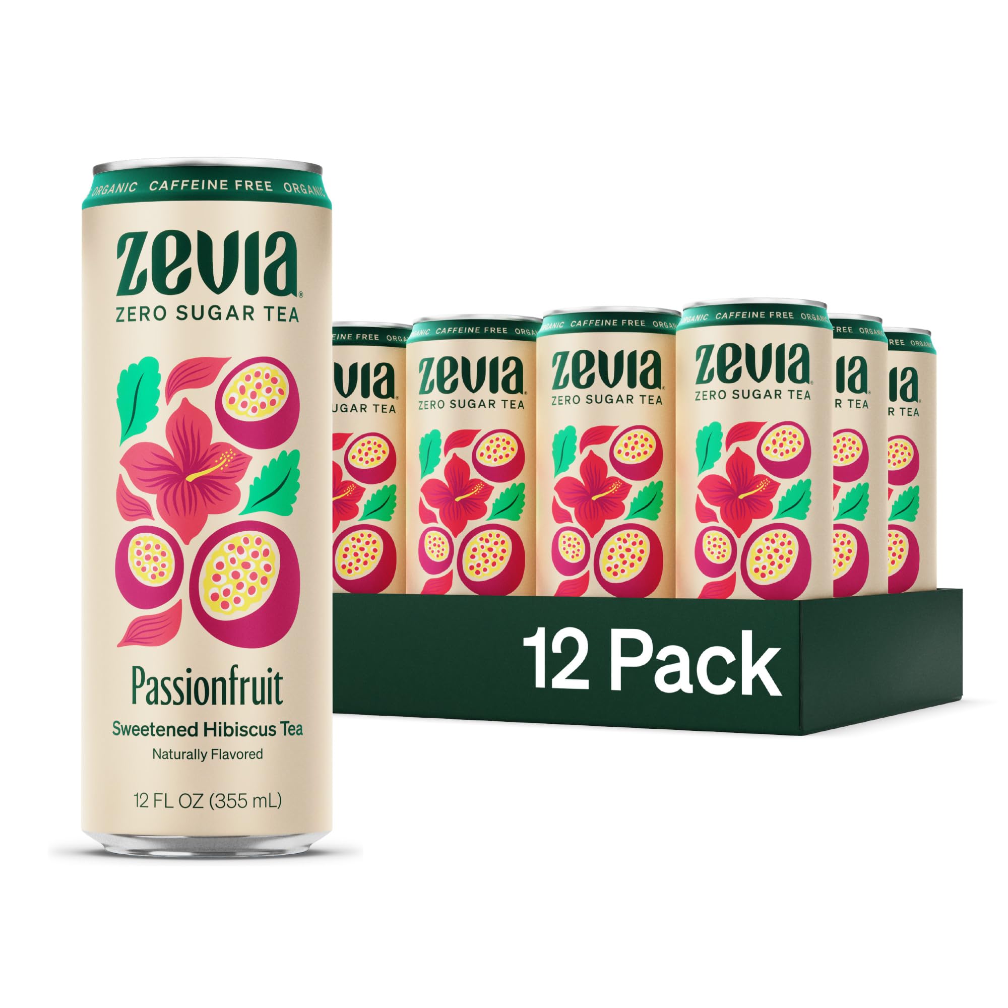 Zevia Caffeine Free Hibiscus Passion Fruit Tea 12x355ml : Amazon
